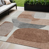 5' X 8' Rust And Gray Abstract Washable Indoor Outdoor Area Rug