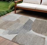 8' X 10' Taupe And Gray Abstract Washable Indoor Outdoor Area Rug