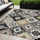 5' X 8' Black Wheat And Gray Southwestern Washable Indoor Outdoor Area Rug
