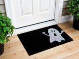 17" X 29" Black And White Coir Ghost Outdoor Halloween Door Mat