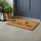 17" X 29" Natural And Black Pineapple Welcome Outdoor Coir Door Mat