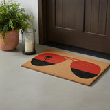 17" X 29" Natural And Red Summer Tropical Outdoor Coir Door Mat