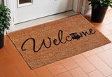17" X 29" Black And Natural Owl Welcome Outdoor Coir Door Mat