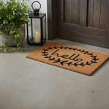 17" X 29" Natural And Black Hello Outdoor Coir Door Mat