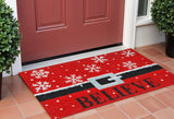 24" X 36" Red And Black Coir Snowflake Outdoor Christmas Door Mat