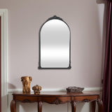 34" Black Metal Arch Accent Mirror