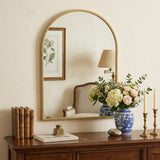 34" Gold Metal Beaded Arch Accent Mirror