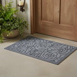 18" X 30" Gray Floral Outdoor Polypropylene Door Mat