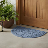 18" X 30" Gray Scrollwork Semi Circle Outdoor Polypropylene Door Mat