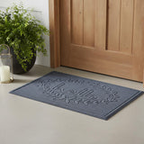 24" X 36" Dark Gray Striped Hello Outdoor Polypropylene  Door Mat