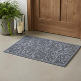 24" X 36" Gray Botanical Leaves Outdoor Polypropylene Door Mat