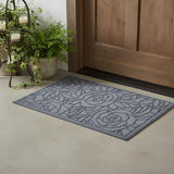 24" X 36" Gray Floral Outdoor Polypropylene Door Mat
