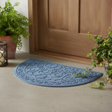 24" X 36" Gray Scrollwork Semi Circle Outdoor Polypropylene Door Mat