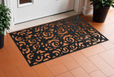 24" X 36" Black Scrollwork Outdoor Rubber Door Mat