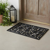 24" X 36" Black Pineapple And Scrollwork Outdoor Rubber Door Mat