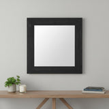 34" Black Solid Wood Square Framed Accent Mirror