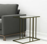 26" Clear and Antiqued Gold Glass and Iron Frame End Table