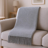 50" X 67" Gray Cotton Blend Woven Throw Blanket with Fringe