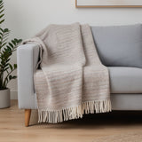 55" X 70" Chestnut Cotton Blend Woven Plush Throw Blanket with Fringe