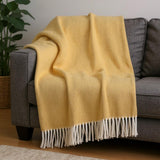 55" X 70" Gold And White Cotton Blend Woven Herringbone Plush Throw Blanket with Fringe