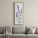 32" X 12" Natural White And Lavender Floral Wood Framed Art