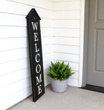 48" Black And White Solid Wood Birdhouse Welcome Porch Sign