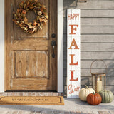 72" White And Orange Solid Wood Happy Fall Porch Sign