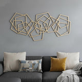 24" X 48" Gold Metal Abstract Lines Hanging Dimensional Sculpture
