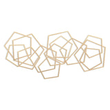 24" X 48" Gold Metal Abstract Lines Hanging Dimensional Sculpture