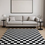 5' X 8' Black And White Checkered Area Rug
