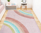 7' X 10' Pink Blue And Green Juvenile Rainbows Youthful Area Rug
