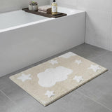 32" White And Beige Cotton Clouds and Stars Youthful Bath Rug