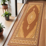 6' Red And Beige Moroccan Runner Rug