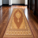 12' Red And Beige Moroccan Runner Rug