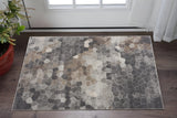 2' X 5' Gray And Beige Geometric Area Rug