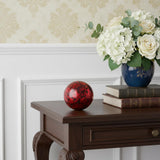 6" Red Paper Mache Hand Painted Orb Decorative Orb