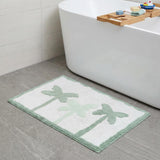 32" Green And White Cotton Palm Trees Bath Rug