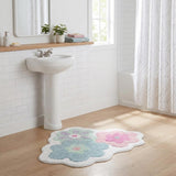 32" Pink And White Cotton Flowers Floral Bath Rug