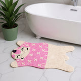 2' X 4' Beige And Pink Bear Youthful Washable Area Rug