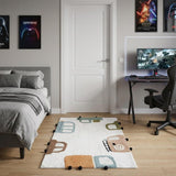 3' X 4' Blue Brown And White Transportation Youthful Washable Area Rug