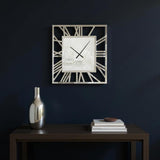 27" Silver Mirrored Glass Silent Analog Square Wall Clock