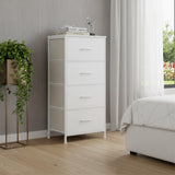 18" White Fabric Wood and Metal Four Drawer Lingerie Chest