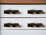 Set of Six Bronze Rectangle Knob Geometric Cast Aluminum Drawer Pull Knobs