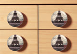 Set of Six Black And White Poetic Script Ceramic Drawer Pull Knobs