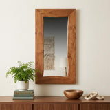 24" Brown Solid Wood Live Edge Freestanding and Wall Mount Accent Mirror