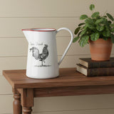 8" Black And White Metal Farm Fresh Chicken Decorative Jug