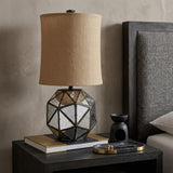 40" Silver Geometric Table Lamp With Cylinder Shade