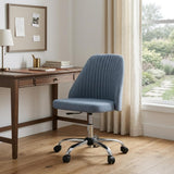 Blue and Silver Adjustable Height Swivel Rolling Office Chair