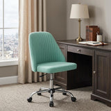 Green and Silver Adjustable Height Swivel Rolling Office Chair