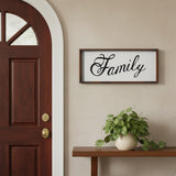 12" X 28" Brown And White Family Wood Wall Decor